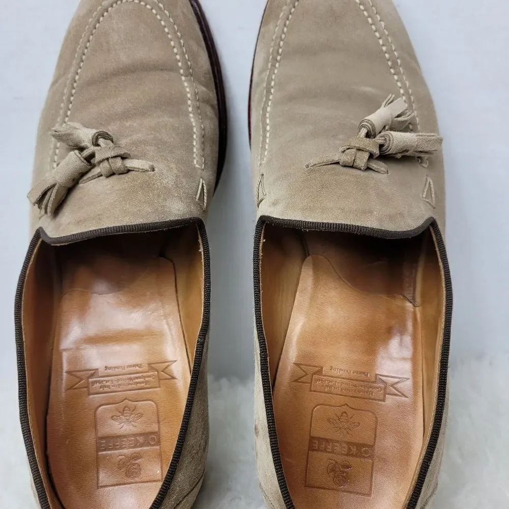 O'Keeffe Ian Gray Suede Loafer Tassels Mens Shoes Size 8.5